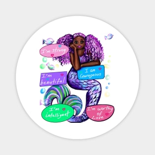 Positive motivations inspirationional affirmations African American mermaid affirmation Magnet